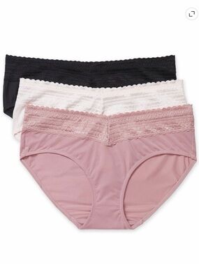 Warner's Blissful Benefits Microfiber Lace Hipster Panties 3-Pk (M)